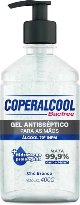 Coperalcool Bacfree Álcool Gel Higienizador de Mãos 70°INPM 400g Chá Branco