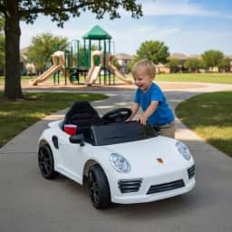 Carro Elétrico de Passeio Infantil com Luz Som e Controle Remoto (Branco)