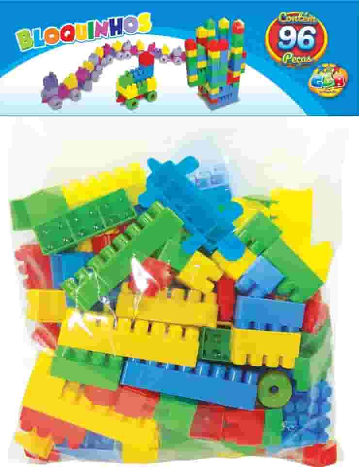 GGB Plast, 332, Blocos De Montar 96 peças educativos didático infantil