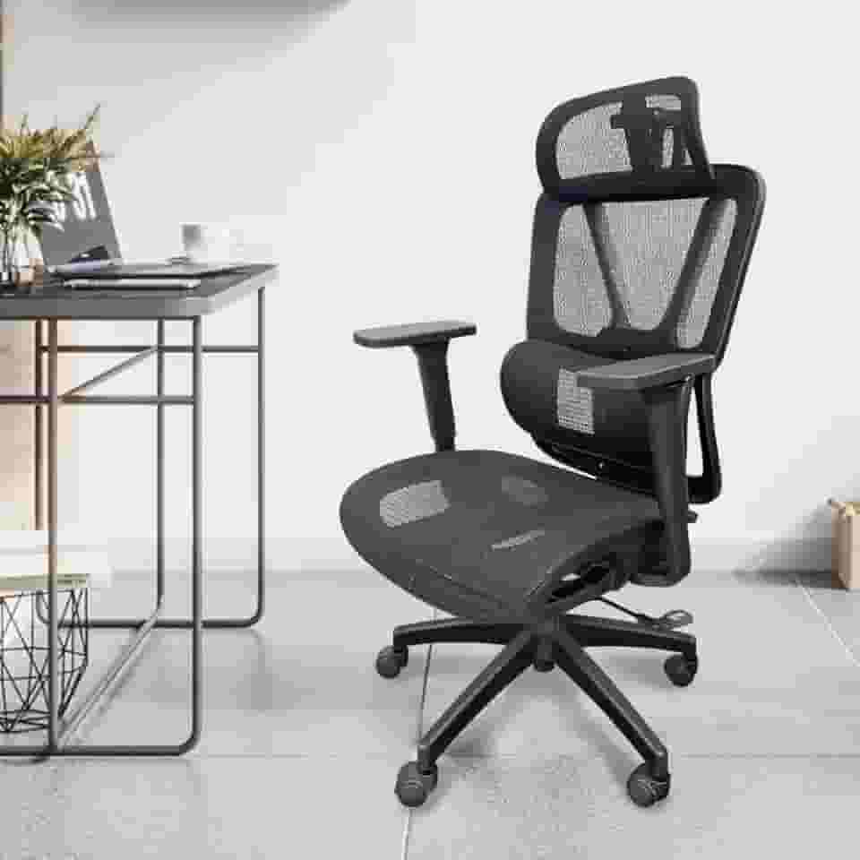 Cadeira de escritório Python Fly malha ergonômica - apoio da lombar ajustável, assento com fluxo de ar, apoios de braços 3D, capacidade de 150 kg