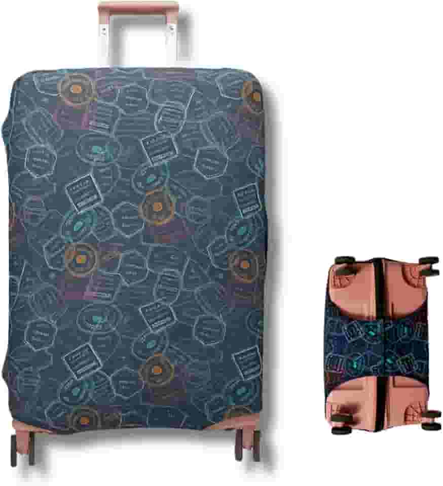 Capa Protetora para Mala de Viagem, Resistente Anti-Risco (Carimbos, Pequeno)