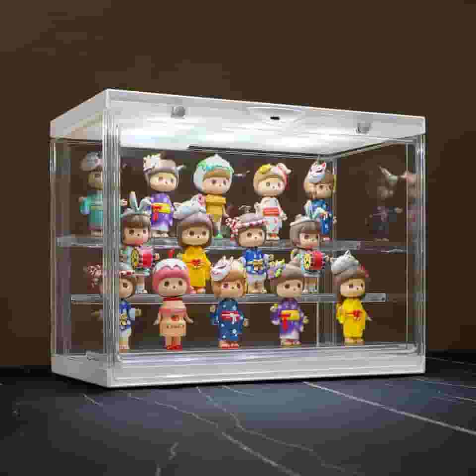 Naconmlet Vitrine De Acrílico Transparente Para Miniaturas E Funko Pop - Com Iluminação Led, À Prova Poeira, Prateleiras Removíveis, Vitrines Empilháveis, Mini Brinquedos Colecionáveis