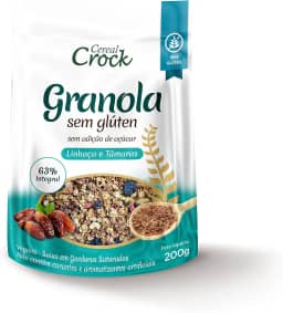 Granola sem adição de açúcar Linhaça e Tâmaras (com aveia sem glúten) Cereal Crock 200g