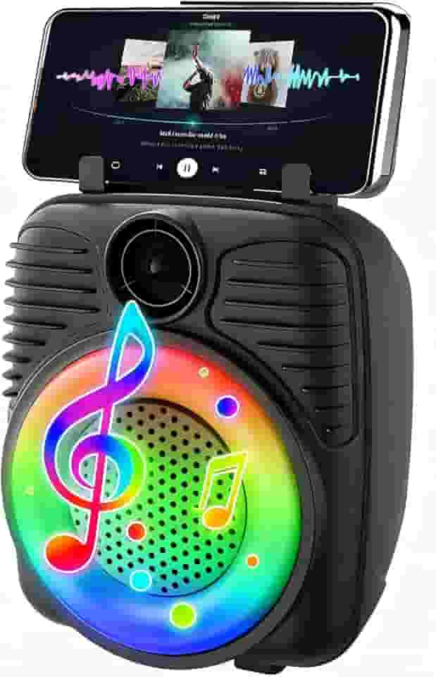 Caixa de Som Bluetooth Portátil 10W RGB com Suporte para Celular, Mini Soundbar com Microfone, Conexão Bluetooth 5.0 Estável, Som Potente e Claro, Bateria de Longa Duração