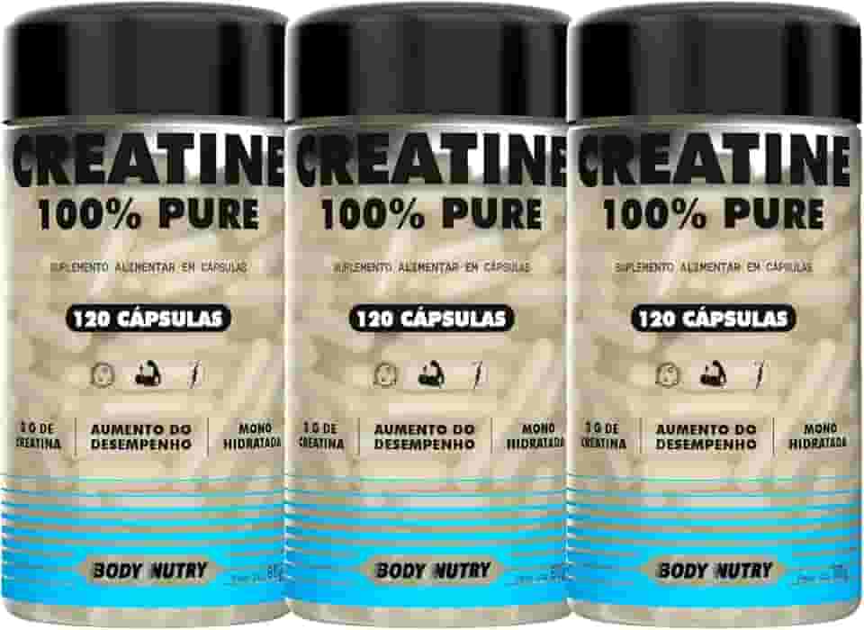 Kit 3x Creatina 100% Pura Monohidratada e Micronizada - Pote 120 Capsulas - Creatine Pure Monohydrate - Importada Alto Grau de Pureza - Original