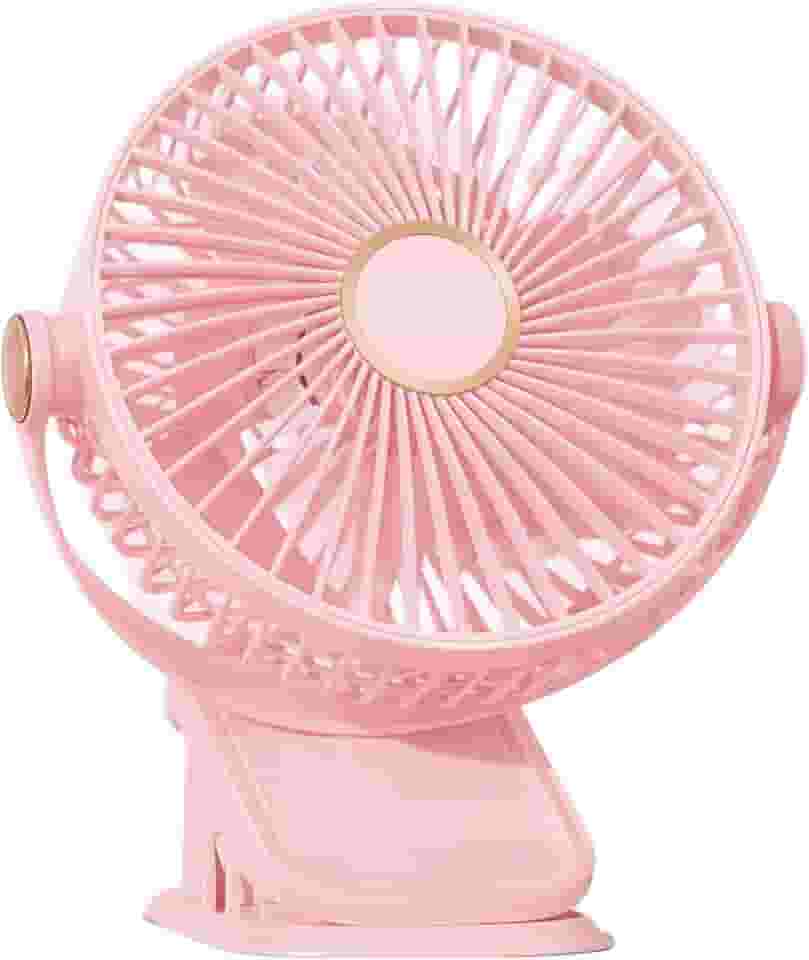 Ventilador de Mesa Portátil USB 3 em 1 Recarregável com LED, 5 Velocidades, 360° e Silencioso Para Escritório, Home Office, Quarto e Viagens (Rosa)