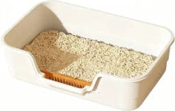 Suhaco Caixa de areia de entrada baixa para gatinhos caixas de areia grandes para gatos idosos pequena bandeja de areia de plástico para gatinhos pequenos com banqueta interna fácil limpeza 61 cm C x