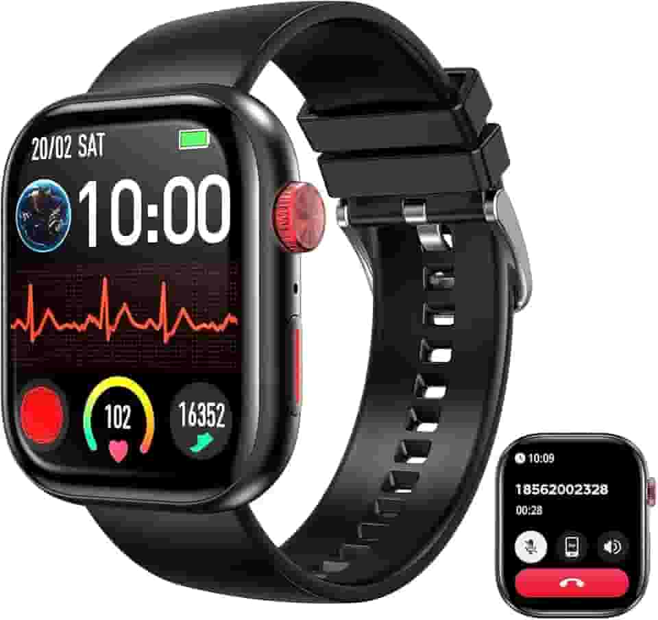 LucZeng Smartwatch Relógio Inteligente, Tela HD Touch 2.01', IP68 à Prova d'Água, 120+ Modos Esportivos, Bateria de 3-5 Dias, Assistente de Voz, 2 Pulseiras