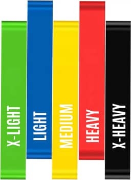 Kit 5 Faixas Elásticas Elásticos Alongamento Pilates Yoga Exercícios Condicionamento Físico Yoga Saúde Relaxamento Academia Músculos Personal Trainer Thera Band Fitness Mini Bands