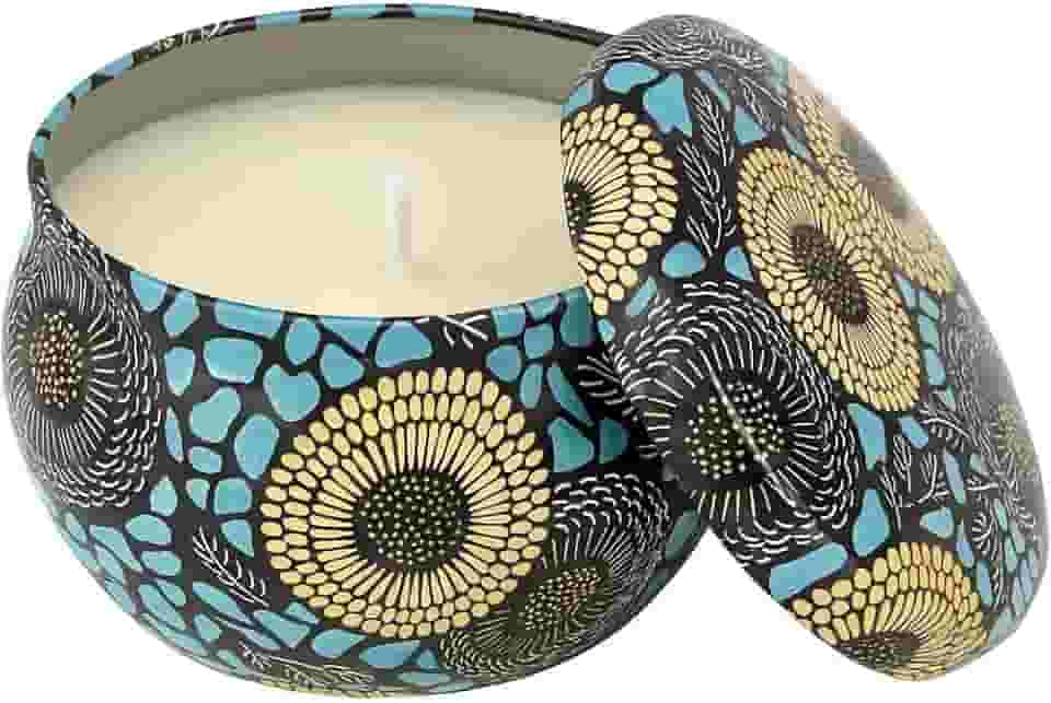 Vela Aromática de Limão Siciliano 130ml – Cera de Coco, Artesanal, Lata Metálica com Estampa de Mandala – Vela Perfumada