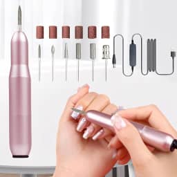 Kit de 7 peças de broca elétrica para unhas com cabo USB, moedor profissional de lixa de unha para manicure, pedicure, velocidade ajustável (prateado)