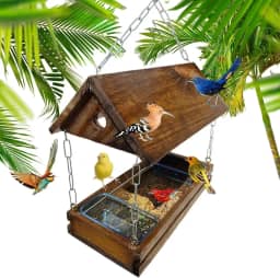 Comedouro Tratador Pássaros Livres Casinha De Passarinho Madeira