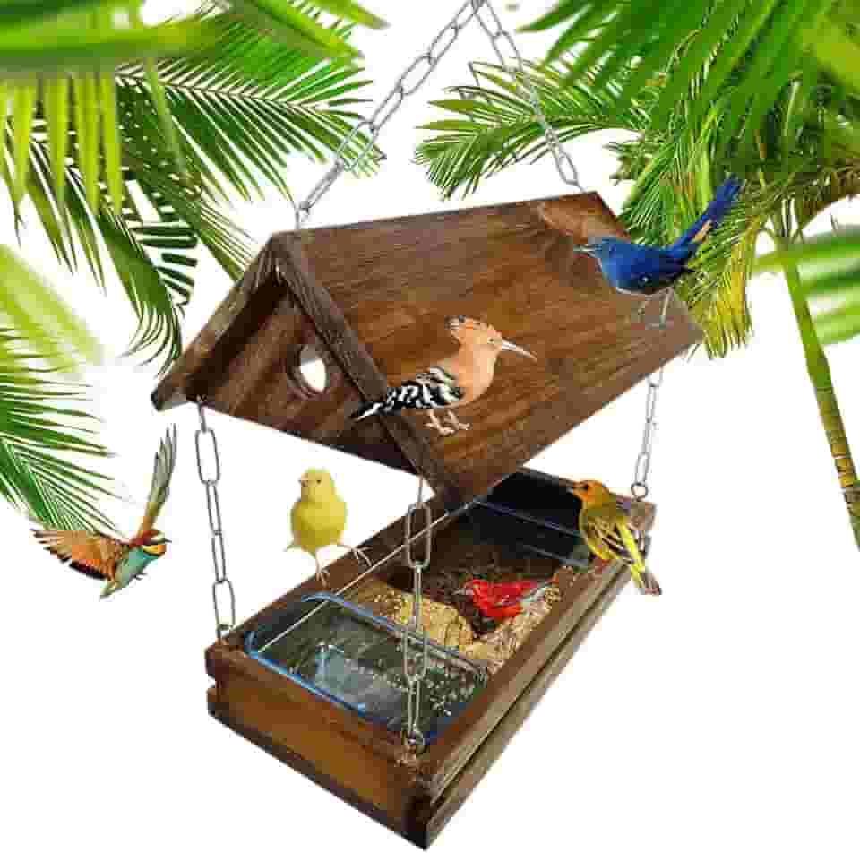 Comedouro Tratador Pássaros Livres Casinha De Passarinho Madeira