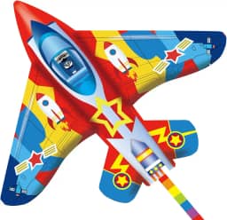 SNJOYFUL Pipas De Avião Para Crianças E Adultos, Pipa Enorme Fácil Pilotar, Caça 59', Iniciantes Em Viagens Na Praia 4 A 8 Anos, Vem Com Cauda Colorida 118'