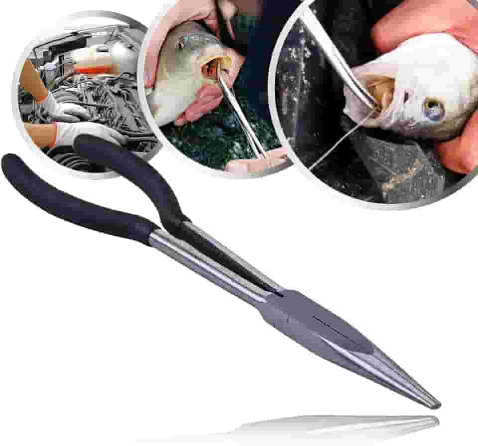 Alicate Extra Longo 11' Pesca Tirar Saca Anzol Garganta Peixe Bico Meia Cana Reto Oficina Mecânica Profissional