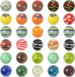 Mármores de vidro 30 peças, bolinhas de gude para vasos, 25 mármores coloridos sortidos e 5 mármores que brilham no escuro para decoração de casa