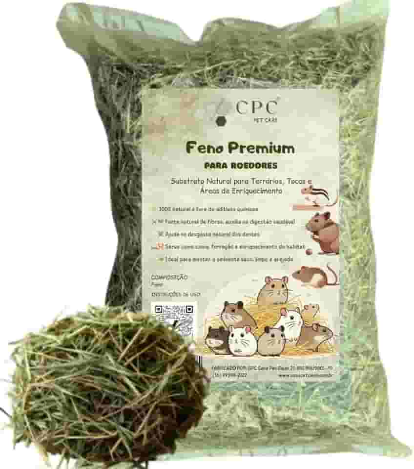 Feno Premium Para Terrario e Roedores CPC Pet Care (1 Kg)