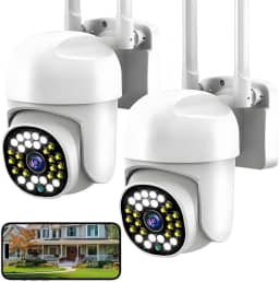 Kit 2 Câmera de Segurança wifi Externa IP Sem Fio HD 4MP, Câmera de Visão Noturna Infravermelha 5G, Dupla Lente Grande Angular, IP66 à Prova D'água e à Prova de Poeira, Chamada de Voz Bidirecional