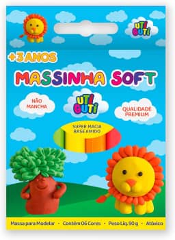 UTIGUTI Massinha Soft, Massa para Modelar Colorida em Estojo, Tradicional, 6 Cores