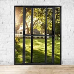 Porta Sacada de Alumínio 2 Folhas Móveis 210 X 120cm com Fechadura Linha 25 Preto