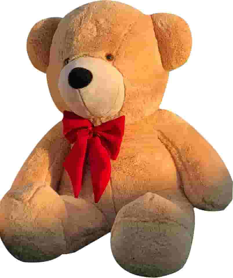 Urso Gigante Pelúcia Grande Macio - Teddy 90 Cm (Doce de leite laço vermelho)