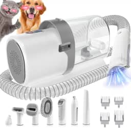 Kit de cuidados com o cão, 7 ferramentas de cuidados com o animal de estimação, aspirador de pó e cortador de unhas para cães, triturador e escova para cães para remoção de pelos, 110V