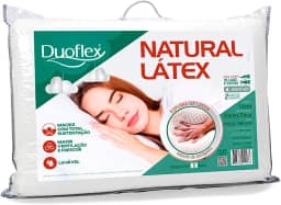 Travesseiro Duoflex Natural Latex 14 cm, Branco, Capa 100% algodão 200 fios, para fronha 50 x 70 cm