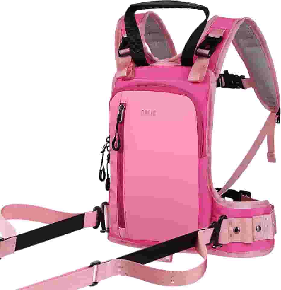 QOGIR Arnês de esqui e snowboard para crianças: Aprenda a esquiar com segurança e ensine ao seu filho o controle de velocidade do esqui, treinador de arnês de esqui com mini mochila e correia retrátil, perfeito para iniciantes