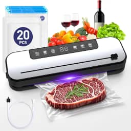 CEROBEAR Máquina seladora a vácuo de alimentos, máquina seladora a vácuo potente de 75 kpa com cortador, selagem automática de ar 6 em 1 para armazenamento de alimentos, sous vide, carne, legumes