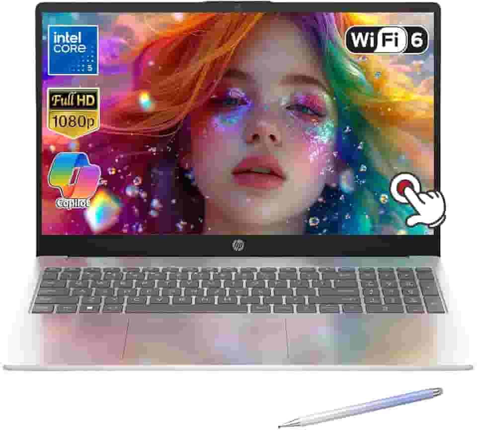 HP Laptop com tela sensível ao toque de 15,6 polegadas – tela FHD 1080p IPS – Processador Intel Core 5 – Wi-Fi 6 – Webcam – Windows 11 Home Copilot – com Stylus (16 GB de RAM | SSD PCIe de 1 TB)
