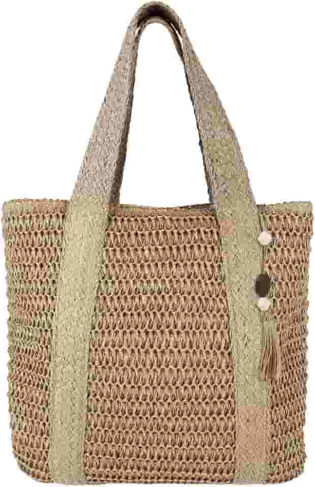 Bolsa de Praia, Marrom, Grande Capacidade, Bolsa de Praia Feminina, Borlas E Zíper Suave, Pode Ser Usado para Lazer Diário