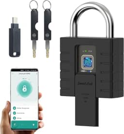 KENRONE Cadeado Inteligente Para Serviços Pesados Com Chave, Cadeados Biométricos Uso Externo, Aplicativo De Eletrônico À Prova Intempéries, Portão Impressão Digital, Cerca, Armário Academia