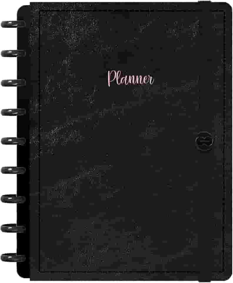 Planner Iscool Disc 2026 Inteligente Datado Solid Touch Couro Preto