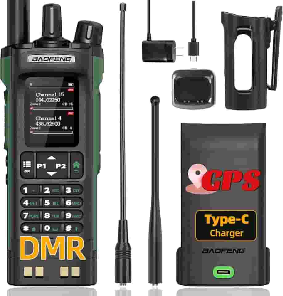 Rádio amador BAOFENG DM32 DMR Rádio portátil recarregável Walkie Talkies DM32UV 5RM Rádio bidirecional Rádio meteorológico NOAA com GPS, frequência de cópia, 2500 mAh, carregamento USB-C com coldre de