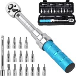 Conjunto de chave de torque de bicicleta, chave de torque de acionamento de 1/4 de polegada 2 a 14 Nm Kit de ferramentas de bicicleta para bicicletas MTB Mountain Road com chave Allen, soquetes Torx, barra de extensão