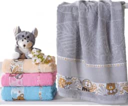 Toalha De Banho Bebe Infantil Menina Menino 100% Algodão Masculino Grande Personagem Praia Carinho Ponto Cruz Para Bordar (Cinza, Banho)