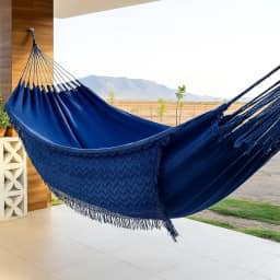 Rede de Descanso Jeans 100% Algodão 4,00x1,50m – Conforto, Qualidade e Durabilidade Dormir (Azul)