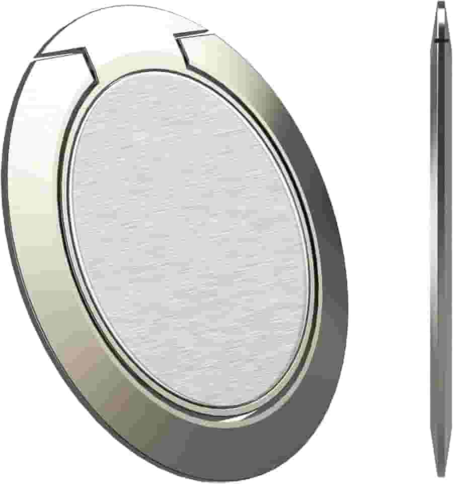Suporte de anel para celular mais fino do mundo, Attom Tech ultra fino suporte para suporte magnético para carro - compatível com iPhone X 8 7 Plus 6S 6 5s 5 SE, Galaxy S8 S7 S6 Edge, Note 8 5, Silver-Grey