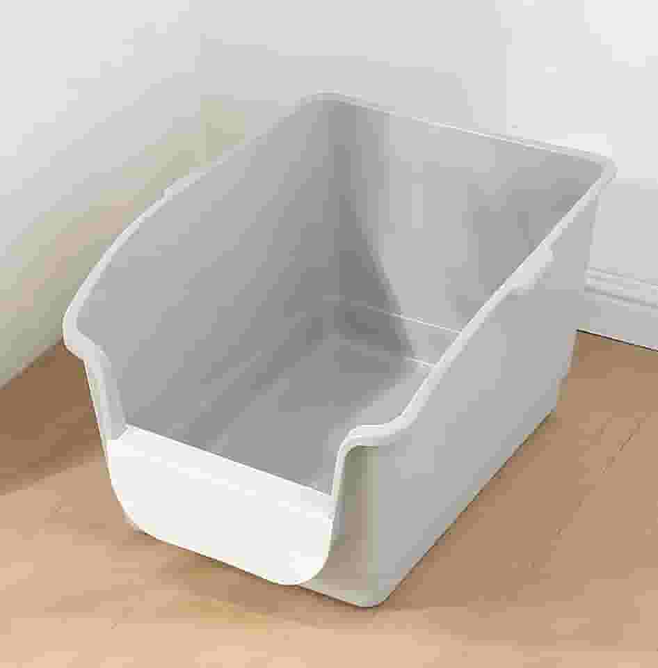 SpaceTime Caixa de areia grande para gatos com laterais altas, bandeja de areia para gatos com entrada baixa e pequeno espaço de armazenamento, caixas para gatos para gatinhos e gatos idosos em