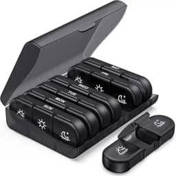 Organizador semanal de comprimidos 3 vezes por dia, caixa de comprimidos portátil para viagem Puliv 7 dias com compartimentos grandes, estojo portátil de comprimidos de viagem para