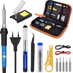 Ferro de Solda, Estação de Solda, Ferro de Solda 110v Kit de Eletrônicos, Ferramenta de Soldagem de Temperatura Ajustável de 60w, 5 Pontas de Solda, Bomba de Dessolda Sugador de Solda