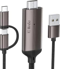 Cabo HDMI 2 em 1 USB C Tipo C/Micro USB Android Telefone para TV, adaptador MHL para HDMI 1080p HD HDTV cabo de espelhamento e carregamento para todos os smartphones Android, tablets para TV/projetor/monitor, 2 metros