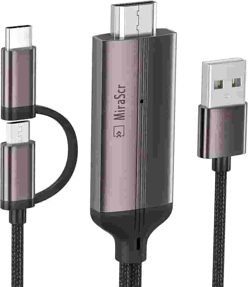 Cabo HDMI 2 em 1 USB C Tipo C/Micro USB Android Telefone para TV, adaptador MHL para HDMI 1080p HD HDTV cabo de espelhamento e carregamento para todos os smartphones Android, tablets para TV/projetor/monitor, 2 metros