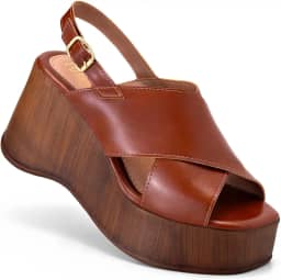 Sandália Anabela Feminina Lumiss Plataforma Madeira Confortável Blogueira Fivela