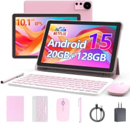 Tablet Android 13 de 10 polegadas, 12 GB de RAM+128 GB de ROM/1 TB de tablet expansível, 2024 mais recentes, 2 em 1 tablets com capa de teclado, caneta capacitiva de rato, CPU de quatro núcleos de 2.0