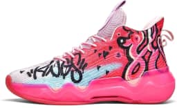 Tênis de basquete fluorescente neutro masculino Tênis feminino superleve cano alto Sapatos de combate estilo grafite