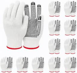 Kit 12 Pares de Luvas de Malha Pigmentada Branca – Proteção, Conforto e Segurança para Trabalho e Uso Geral