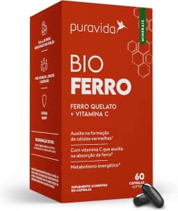 Puravida Vitaminas Bio Ferro Quelato Bisglicinato + Vitamina C 60 Cápsulas