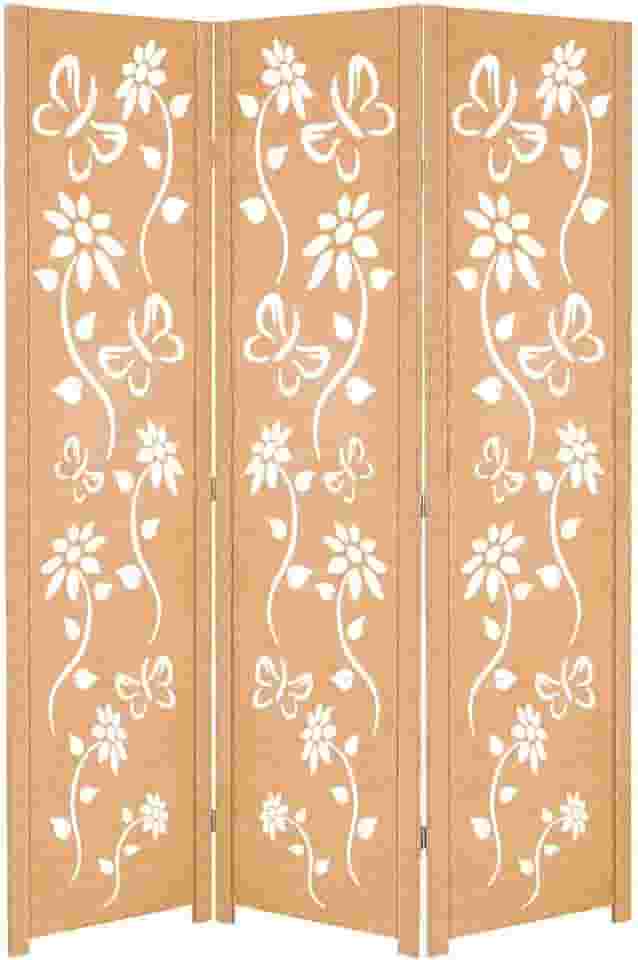 Biombo Divisoria Inteiro Divisor Separador de Ambiente Madeira MDF (3, Floral)