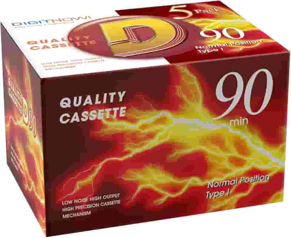 Mersoco Fita Cassete De Áudio Virgem - 90 Minutos De Tempo De Gravação - Baixo Ruído E Alto Rendimento - Ditado, Gravação De Mp3 Em Fita Virgem - Pacote Com 5